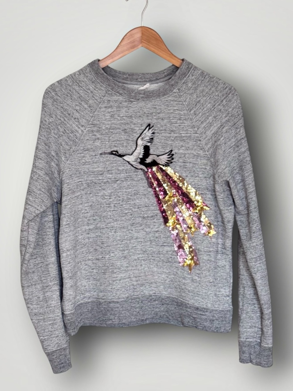 Golden Goose Haruko Sequin Crane Sweatshirt Gray Medium